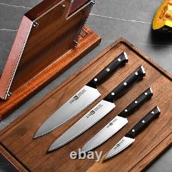 Klaus Meyer Rondure High Carbon Tri-ply Steel 4 Piece Knife Set with Wood Block