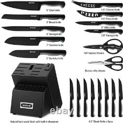 Knife Block Set, 20 Pieces German Stainless Steel Professional Kitchen Knife Set
