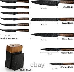 Knife Set, 12-Piece Kitchen Knife Set with Wooden Block, Professional Chef Knife S