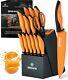 Knife Set, 15-piece Kitchen Knife Set With Block, German Stainless Steel