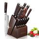 Knife Set, 15-piece Kitchen Knife Set With Block Wooden German Stainless Steel