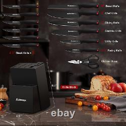 Knife Set, Astercook 15 Pieces Knife Sets for Kitchen with Block, Dishwasher