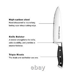 Knife Set, Emojoy 18-Piece Kitchen Knife Set with Block Wooden, Manual Sharpe