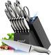 Knife Set With Block, 15 Pieces Kitchen Knife Set With Built-in Sharpener, Germa