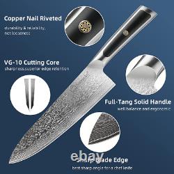 Knife Set with Block 6PCS Japanese VG10 Damascus Steel Kitchen Chef Knife Set