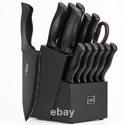 Knife Sets for Kitchen with Block HUNTER. DUAL 15 Pcs Kitchen Knife Set with B