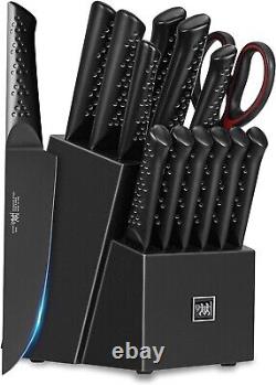 Knife Sets for Kitchen with Block, HUNTER. DUAL 15 Piece Knife Set with Built-in
