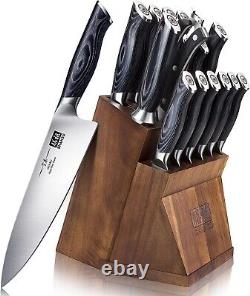 Knife Sets for Kitchen with Block, SHAN ZU Knife Block Set, Japanese Super Steel
