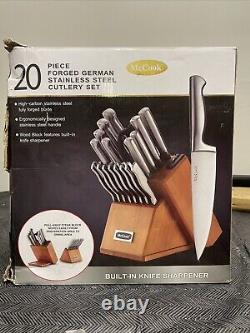McCook MC69W Kitchen Knife Set 20 Pieces German Stainless Steel Knives Block