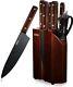 Oou Uc4120 Kitchen Knife Set 8 Piece With Block, High Carbon Stainless. New