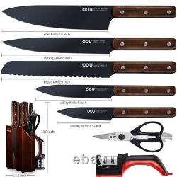 OOU UC4120 Kitchen Knife Set 8 Piece with Block, High Carbon Stainless. NEW