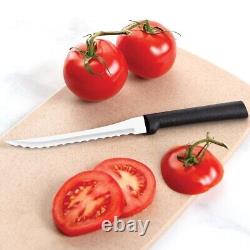 Rada Oak Block 7pc Set G258 Kitchen Knives USA made L/R handed, Parings, Tomato+