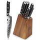 Shan Zu Damascus Kitchen Knife Set With G10 Handle Knife Block Set Chefs 7-piece