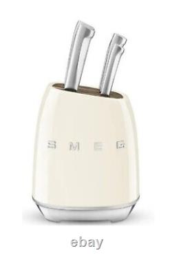 SMEG 7 Piece Stainless Steel Knife Block Set 6 Knives and Block-2 Colours NEW