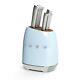 Smeg 7 Piece Stainless Steel Knife Block Set 6 Knives And Block New