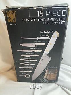 Sabatier Forged Triple Rivet Knife Block Set, 15-Piece, Razor Sharp Kitchen Knif