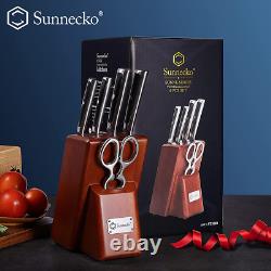 Sunnecko Kitchen Knife Set with Block Wooden 6PCS German Stainless Steel