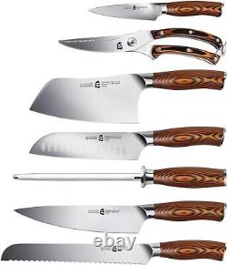 TUO 8pcs Japanese Kitchen Chef Knives Set with Wooden Block Fiery Phoenix