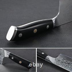 TURWHO Kitchen Knife Scissors Set VG10 Damascus Steel Chef Knife Block Storage