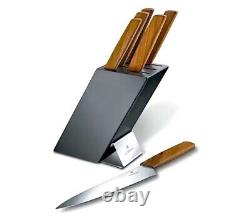 Victorinox Swiss Modern Kitchen Knife Block Set In Stainless & Walnut 6 Pieces