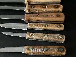 Vtg Chicago Cutlery Kitchen Block Knife Set Of 9 Wood Handle & Knife Sharpener