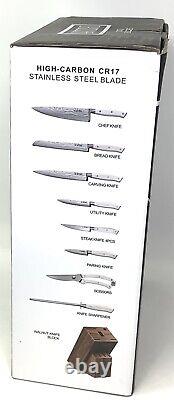 Yatoshi 12 PCS White Knife Block Set Pro Kitchen Knife Set Ultra Sharp READ