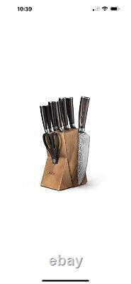 Yatoshi 7 Knife Block Set Pro Kitchen Knife Set Ultra Sharp High Carbon Sta