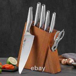 Couteau de chef TURWHO 7x en acier allemand avec bloc de couteaux et ciseaux de cuisine