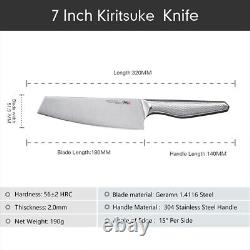 Ensemble de 7 pièces de ciseaux de cuisine TURWHO, couteau de chef en acier inoxydable allemand avec bloc à couteaux.
