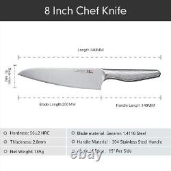 Ensemble de bloc couteau de cuisine 9x TURWHO en acier allemand avec couteau Santoku et affûteur