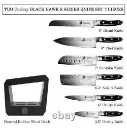 Ensemble de bloc couteaux TUO 7 pièces avec bloc en bois, couteaux de cuisine Chef