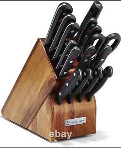 Ensemble de bloc couteaux en acacia en acier inoxydable au carbone Wüsthof Gourmet (16 pièces)