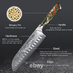 Ensemble de bloc de couteaux de cuisine 6x TURWHO Cleaver Chef Knife Japan VG10 Damascus Steel