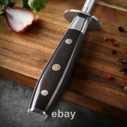 Ensemble de bloc de couteaux de cuisine TURWHO 9x en acier allemand avec couteau Santoku et aiguiseur de chef