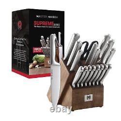 Ensemble de bloc de couteaux de cuisine premium de 19 pièces en acier inoxydable allemand avec bloc en bois