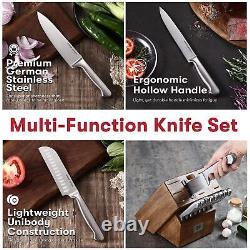Ensemble de bloc de couteaux de cuisine premium de 19 pièces en acier inoxydable allemand avec bloc en bois