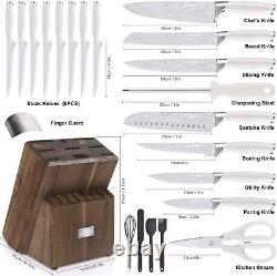 Ensemble de bloc de couteaux professionnels pour chef avec couteaux de cuisine, coutellerie et ciseaux tranchants