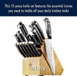 Ensemble de couteaux 15 pièces HENCKELS de qualité premium avec bloc, tranchants comme des rasoirs, fabriqués en Allemagne