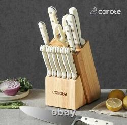 Ensemble de couteaux CAROTE 14 pièces avec bloc en bois Couteaux en acier inoxydable Lavable au lave-vaisselle
