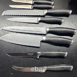 Ensemble de couteaux Calphalon Contemporary SharpIN auto-affûtant de 18 pièces avec bloc, noir