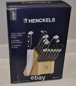 Ensemble de couteaux HENCKELS de qualité premium de 15 pièces avec bloc, fabriqué en Allemagne, ultra-tranchant