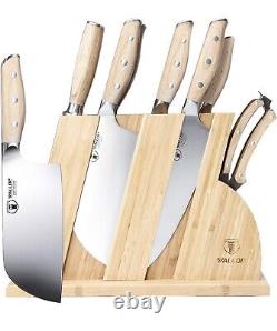 Ensemble de couteaux WALLOP 8 pièces avec bloc en bois - Ensemble de couteaux de cuisine en acier allemand.