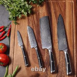 Ensemble de couteaux avec bloc 6PCS Ensemble de couteaux de chef de cuisine en acier japonais VG10 Damas