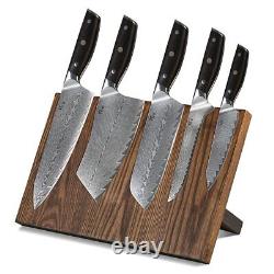 Ensemble de couteaux de chef TURWHO en acier japonais de Damas de 6 pièces + bloc à couteaux.