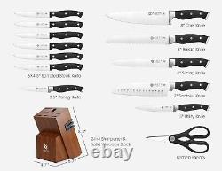 Ensemble de couteaux de chef avec bloc et aiguiseur en acier inoxydable allemand (15 pièces)
