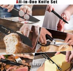Ensemble de couteaux de chef en acier inoxydable allemand avec bloc de couteaux de cuisine de 21 pièces