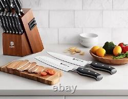 Ensemble de couteaux de cuisine 15 pièces avec bloc de affûteur intégré en acier inoxydable allemand