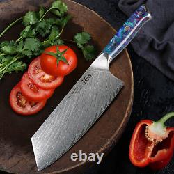 Ensemble de couteaux de cuisine TURWHO comprenant un bloc en acier damas japonais VG10 et 6 couteaux de chef