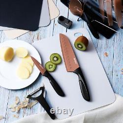 Ensemble de couteaux de cuisine en acier inoxydable à haute teneur en carbone de 25 pièces avec bloc pour chef