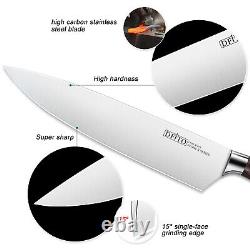 Ensemble de couteaux de cuisine en acier inoxydable, couperet à viande, couteau de chef avec bloc de couteaux et aiguiseur